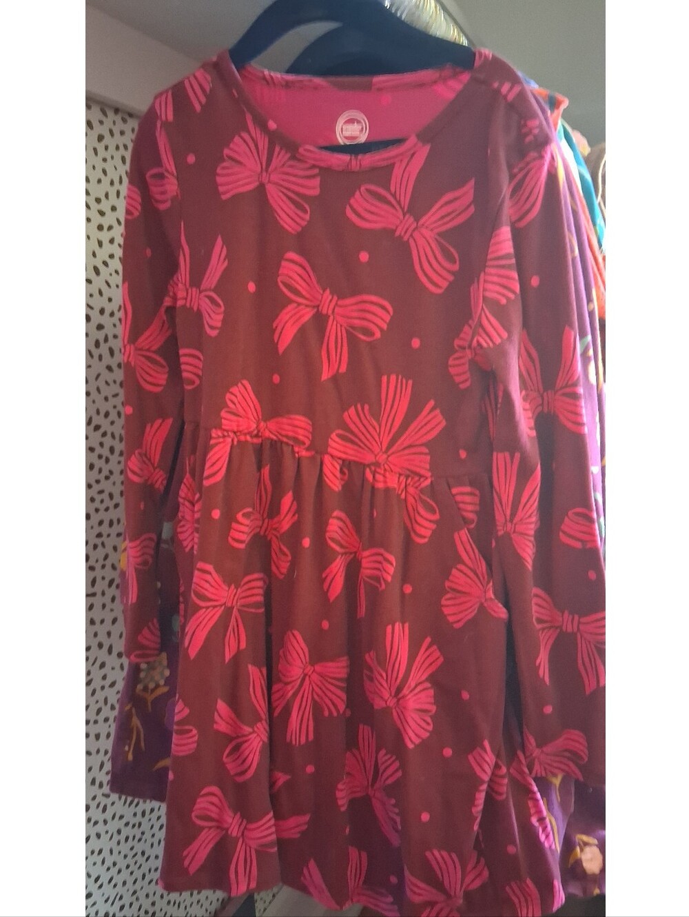 Burgundy & Pink Bow Dress